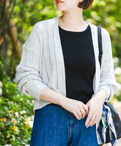 URBAN RESEARCH ROSSO / アーバンリサーチ ロッソ カーディガン・ボレロ | F by ROSSO　透かし編みショートカーディガン