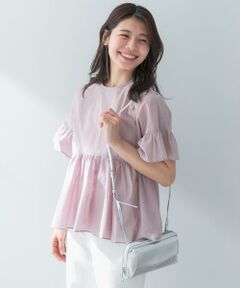 F by ROSSO　コットンボイル切替ギャザーブラウス