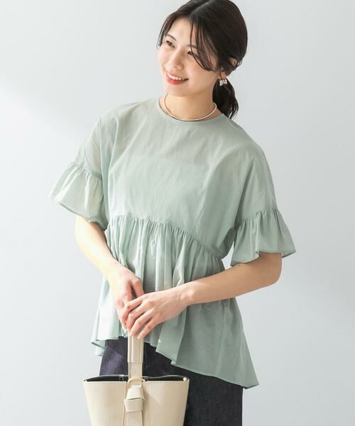 URBAN RESEARCH ROSSO / アーバンリサーチ ロッソ シャツ・ブラウス | F by ROSSO　コットンボイル切替ギャザーブラウス | 詳細1