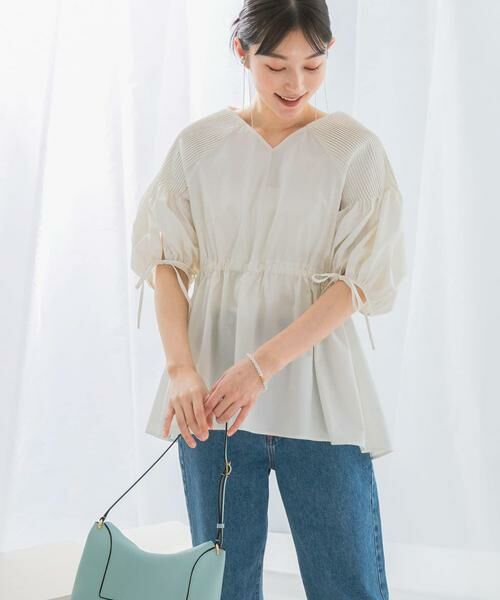 URBAN RESEARCH ROSSO/アーバンリサーチ ロッソ ピンタックウエストマークブラウス ホワイト FREE