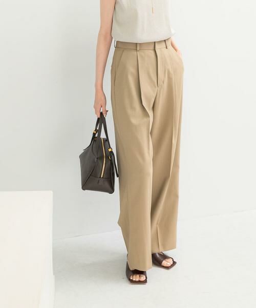 URBAN RESEARCH ROSSO/アーバンリサーチ ロッソ 防シワハイウエストワイドスラックス ベージュ 34