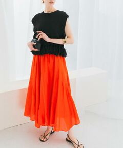 URBAN RESEARCH ROSSO / アーバンリサーチ ロッソ スカート | コットンシルクヘムデザインギャザースカート