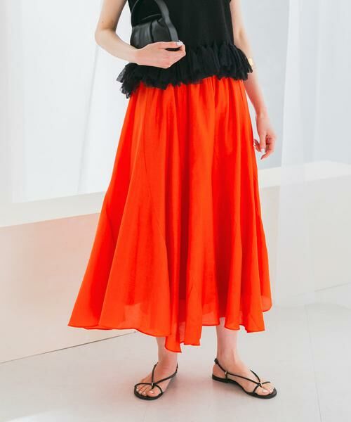 URBAN RESEARCH ROSSO / アーバンリサーチ ロッソ スカート | コットンシルクヘムデザインギャザースカート | 詳細1