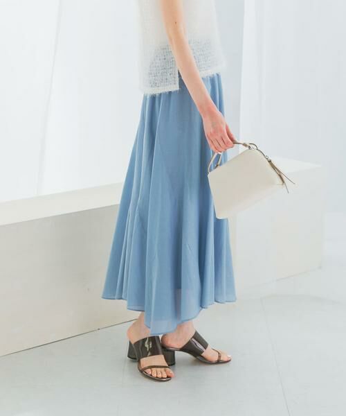 URBAN RESEARCH ROSSO / アーバンリサーチ ロッソ スカート | コットンシルクヘムデザインギャザースカート(ライトブルー)