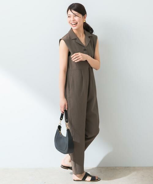 URBAN RESEARCH ROSSO / アーバンリサーチ ロッソ サロペット・オールインワン | 『UR TECH DRYLUXE』F by ROSSO オープンカラーオールインワン(モカ)