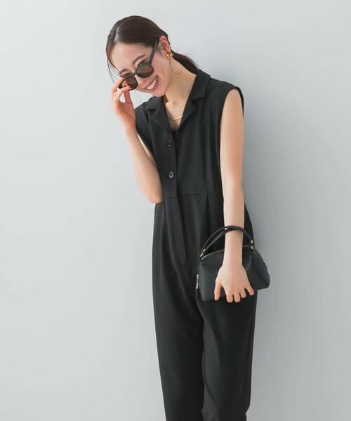 URBAN RESEARCH ROSSO/アーバンリサーチ ロッソ 『UR TECH DRYLUXE』F by ROSSO オープンカラーオールインワン ブラック 38