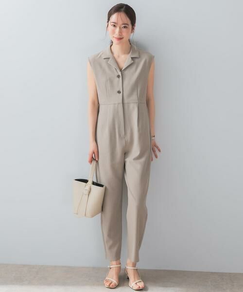 URBAN RESEARCH ROSSO/アーバンリサーチ ロッソ 『UR TECH DRYLUXE』F by ROSSO オープンカラーオールインワン ベージュ 34 URBAN RESEARCH ROSSO/アーバンリサーチ ロッソ 『UR TECH DRYLUXE』F by ROSSO オープンカラーオールインワン ベージュ 34