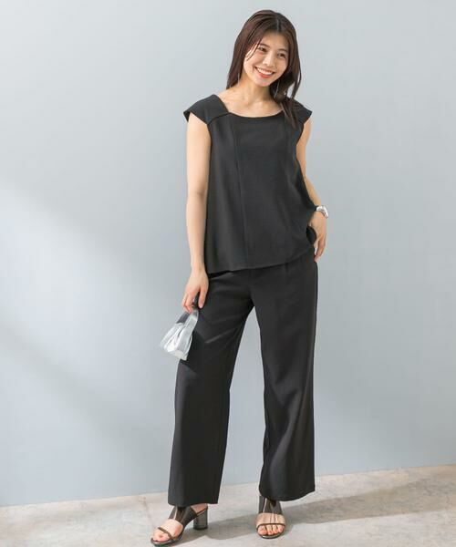 URBAN RESEARCH ROSSO/アーバンリサーチ ロッソ 『UR TECH DRYLUXE』F by ROSSO フレンチブラウス+ワイドパンツ ブラック 38