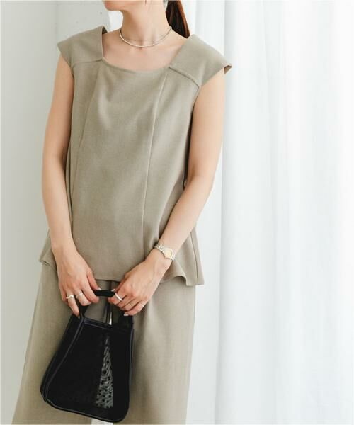 URBAN RESEARCH ROSSO/アーバンリサーチ ロッソ 『UR TECH DRYLUXE』F by ROSSO フレンチブラウス+ワイドパンツ ベージュ 36