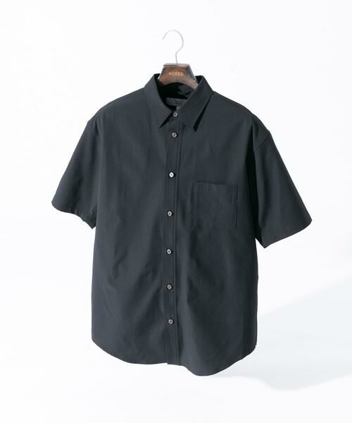 URBAN RESEARCH ROSSO/アーバンリサーチ ロッソ 『XLサイズあり』マイクロサッカーレギュラーカラー半袖シャツ ブラック S URBAN RESEARCH ROSSO/アーバンリサーチ ロッソ 『XLサイズあり』マイクロサッカーレギュラーカラー半袖シャツ ブラック S