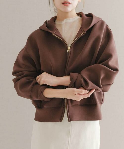 URBAN RESEARCH ROSSO / アーバンリサーチ ロッソ パーカー | ダブルジップダンボールパーカー(ブラウン)