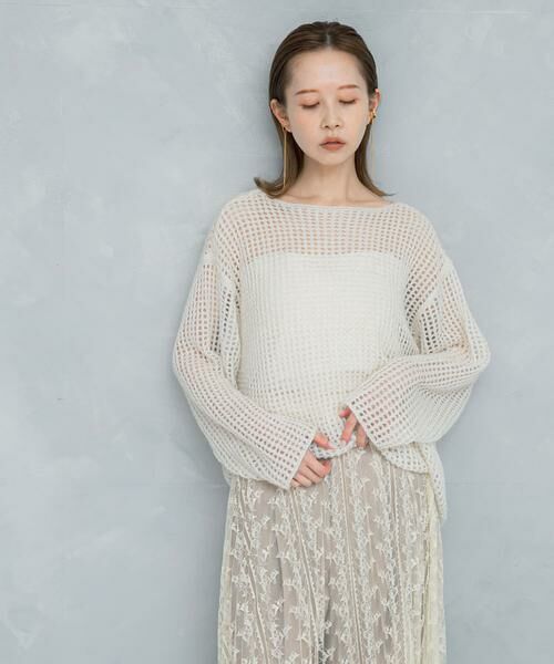 URBAN RESEARCH ROSSO / アーバンリサーチ ロッソ ニット・セーター | スパンコールシアーニット(オフホワイト)