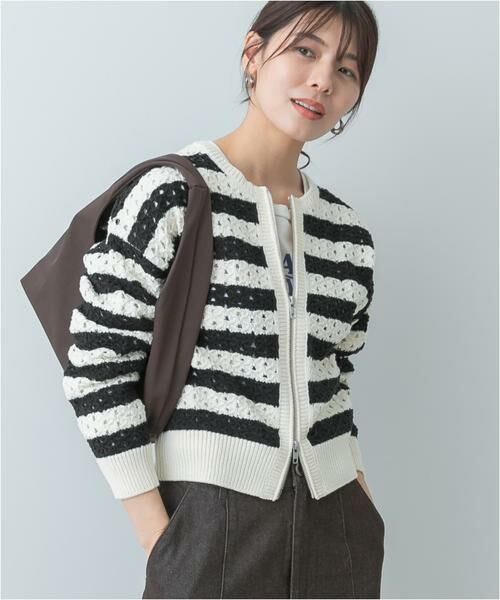 URBAN RESEARCH ROSSO/アーバンリサーチ ロッソ F by ROSSO 柄編みZIPカーディガン ホワイト系その他 FREE URBAN RESEARCH ROSSO/アーバンリサーチ ロッソ F by ROSSO 柄編みZIPカーディガン ホワイト系その他 FREE