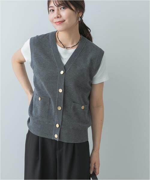 URBAN RESEARCH ROSSO / アーバンリサーチ ロッソ ベスト | F by ROSSO　ウォッシャブルメタル釦ニットベスト | 詳細12