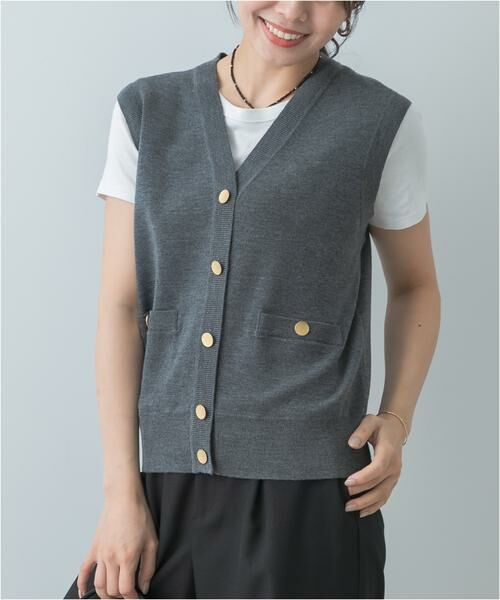 URBAN RESEARCH ROSSO / アーバンリサーチ ロッソ ベスト | F by ROSSO　ウォッシャブルメタル釦ニットベスト | 詳細13