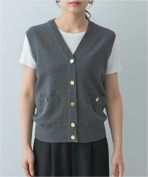 URBAN RESEARCH ROSSO / アーバンリサーチ ロッソ ベスト | F by ROSSO　ウォッシャブルメタル釦ニットベスト | 詳細15