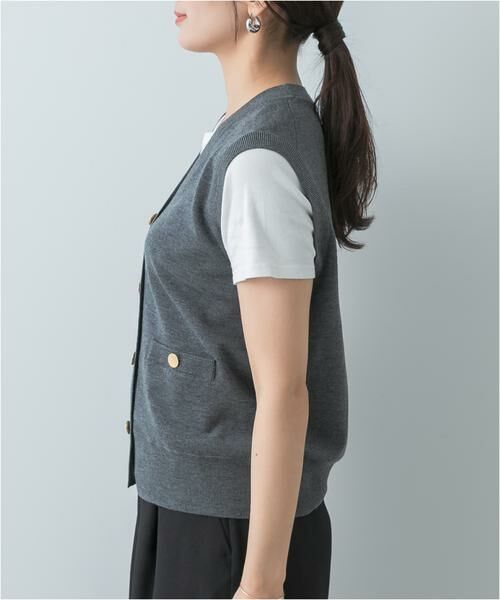 URBAN RESEARCH ROSSO / アーバンリサーチ ロッソ ベスト | F by ROSSO　ウォッシャブルメタル釦ニットベスト | 詳細16