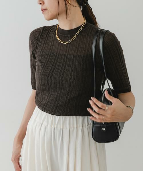 URBAN RESEARCH ROSSO / アーバンリサーチ ロッソ ニット・セーター | F by ROSSO　シアーリブ5分袖ニット | 詳細2