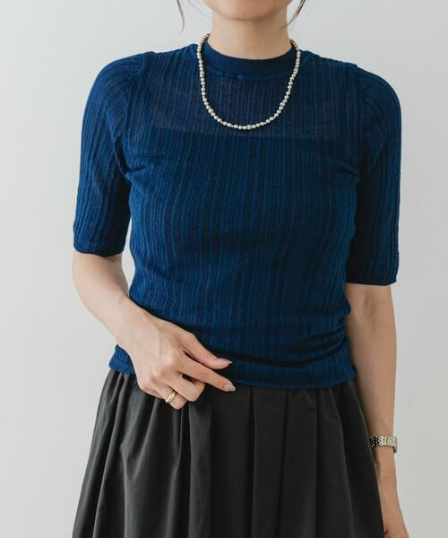 URBAN RESEARCH ROSSO / アーバンリサーチ ロッソ ニット・セーター | F by ROSSO　シアーリブ5分袖ニット | 詳細7