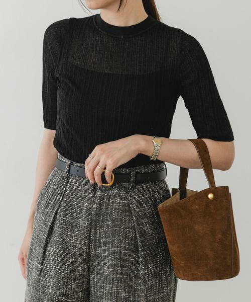 URBAN RESEARCH ROSSO / アーバンリサーチ ロッソ ニット・セーター | F by ROSSO　シアーリブ5分袖ニット | 詳細16