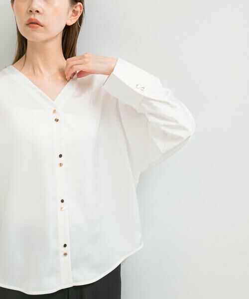 URBAN RESEARCH ROSSO / アーバンリサーチ ロッソ シャツ・ブラウス | ボタンデザインサテンVネックブラウス | 詳細22