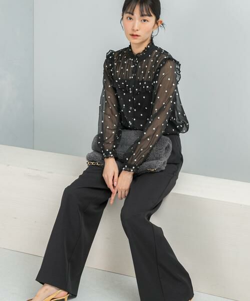 URBAN RESEARCH ROSSO / アーバンリサーチ ロッソ シャツ・ブラウス | 『WEB限定』フラワー刺繍フリルネックブラウス | 詳細1