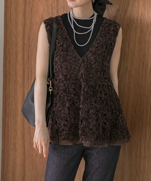 URBAN RESEARCH ROSSO / アーバンリサーチ ロッソ その他トップス | F by ROSSO　モールレースペプラムジレ | 詳細5