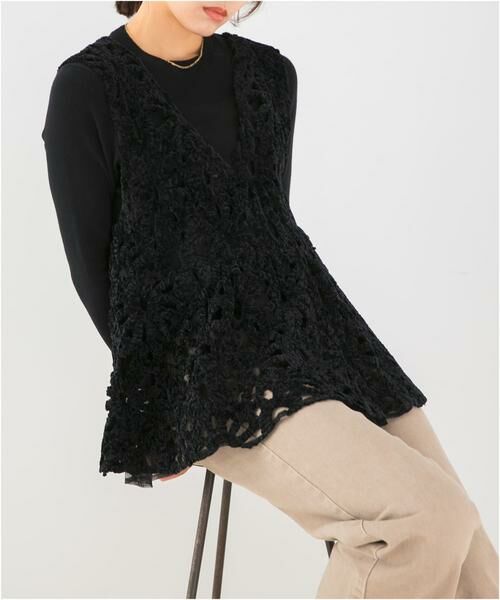 URBAN RESEARCH ROSSO / アーバンリサーチ ロッソ その他トップス | F by ROSSO　モールレースペプラムジレ | 詳細15