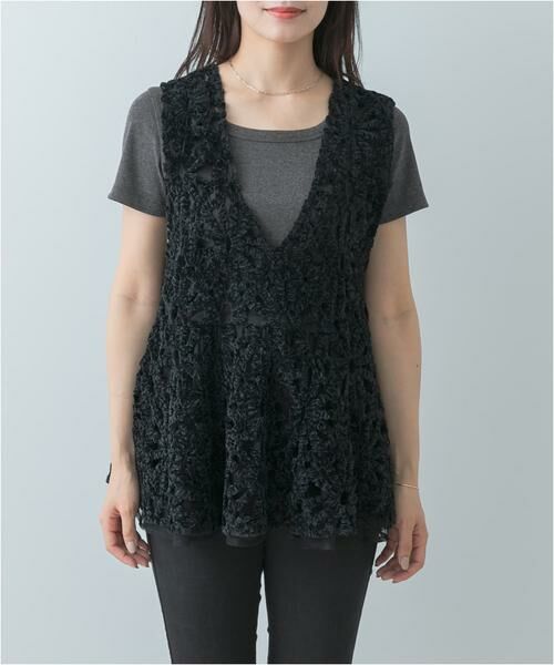 URBAN RESEARCH ROSSO / アーバンリサーチ ロッソ その他トップス | F by ROSSO　モールレースペプラムジレ | 詳細18