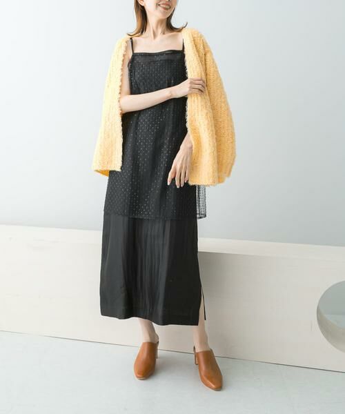 URBAN RESEARCH ROSSO / アーバンリサーチ ロッソ ワンピース | シアー×ラインストーンレイヤードワンピース(ブラック)