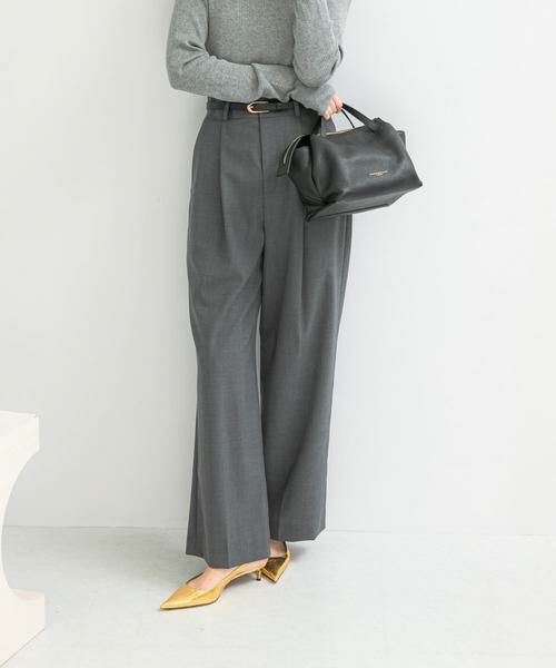 URBAN RESEARCH ROSSO/アーバンリサーチ ロッソ ウール混防シワハイウエストワイドスラックス グレー 34 URBAN RESEARCH ROSSO/アーバンリサーチ ロッソ ウール混防シワハイウエストワイドスラックス グレー 34