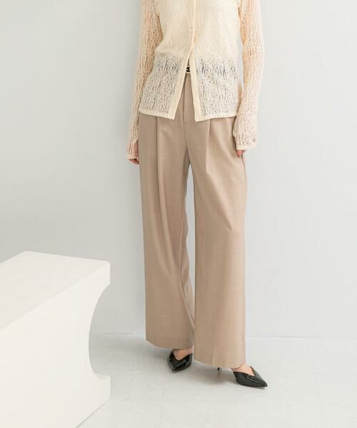 URBAN RESEARCH ROSSO / アーバンリサーチ ロッソ その他パンツ | ウール混防シワハイウエストワイドスラックス(ベージュ)