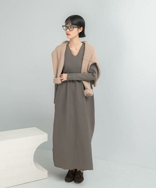 URBAN RESEARCH ROSSO / アーバンリサーチ ロッソ ワンピース | 『WEB/一部店舗限定』フォルムシルエットVネックリブワンピース | 詳細6