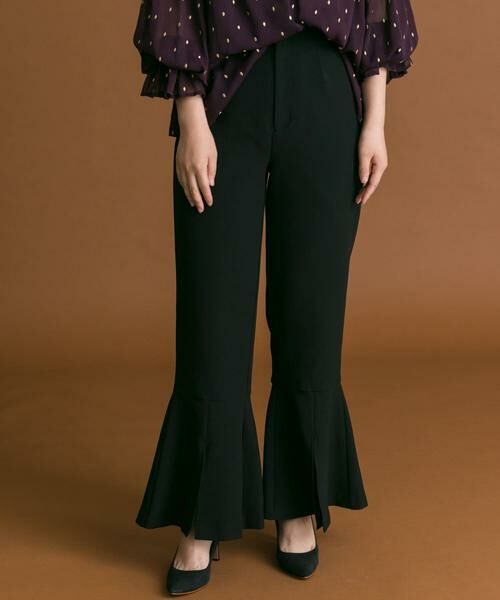 URBAN RESEARCH ROSSO/アーバンリサーチ ロッソ Lirica FlareSlitPants∴ ブラック 0 URBAN RESEARCH ROSSO/アーバンリサーチ ロッソ Lirica FlareSlitPants∴ ブラック 0
