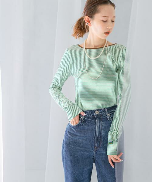 URBAN RESEARCH ROSSO / アーバンリサーチ ロッソ Tシャツ | GREEN BUTTER　Two-way Stripe Patch T-shirts | 詳細5