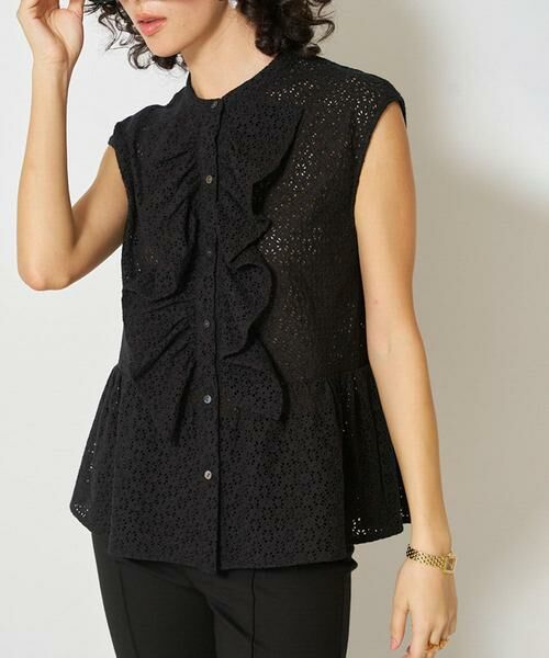 URBAN RESEARCH ROSSO/アーバンリサーチ ロッソ Mewl アイレットレースブラウス ブラック FREE URBAN RESEARCH ROSSO/アーバンリサーチ ロッソ Mewl アイレットレースブラウス ブラック FREE