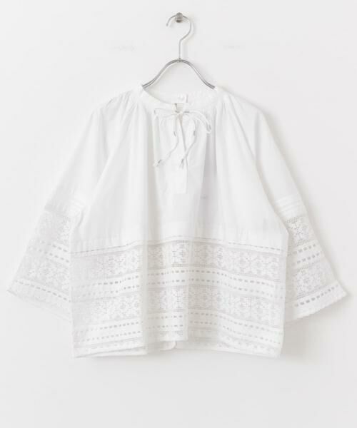 URBAN RESEARCH ROSSO / アーバンリサーチ ロッソ シャツ・ブラウス | sara mallika　COTTON BORDER GATHER LACE TOP | 詳細2