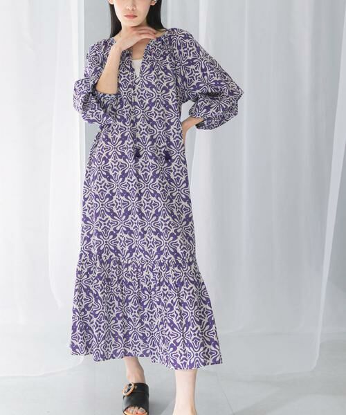 URBAN RESEARCH ROSSO / アーバンリサーチ ロッソ ワンピース | sara mallika　COTTON LUREX RIPPLE PRINT DRESS | 詳細1