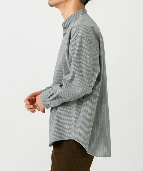 URBAN RESEARCH ROSSO / アーバンリサーチ ロッソ シャツ・ブラウス | ストライプバンドカラーリラックスシャツ | 詳細3