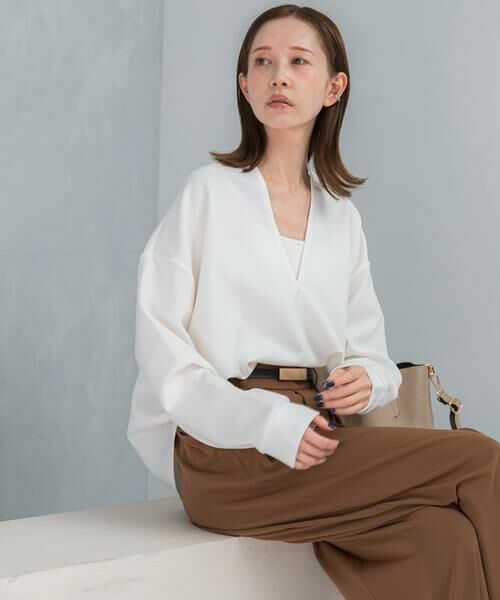 URBAN RESEARCH ROSSO / アーバンリサーチ ロッソ Tシャツ | Vネックジョーゼットプルオーバー | 詳細1