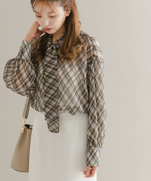 URBAN RESEARCH ROSSO / アーバンリサーチ ロッソ シャツ・ブラウス | チェックボウタイボリュームブラウス | 詳細1