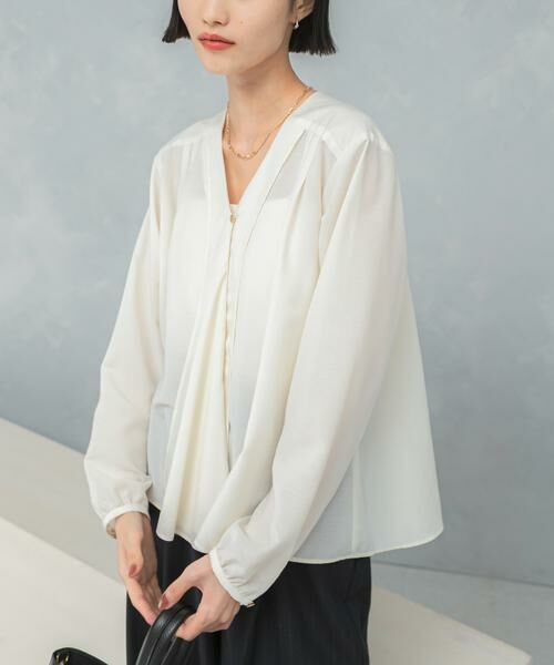 URBAN RESEARCH ROSSO / アーバンリサーチ ロッソ シャツ・ブラウス | ウォッシャブルVネックフレアブラウス | 詳細1