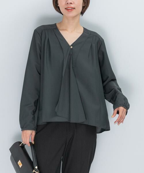 URBAN RESEARCH ROSSO / アーバンリサーチ ロッソ シャツ・ブラウス | ウォッシャブルVネックフレアブラウス | 詳細10