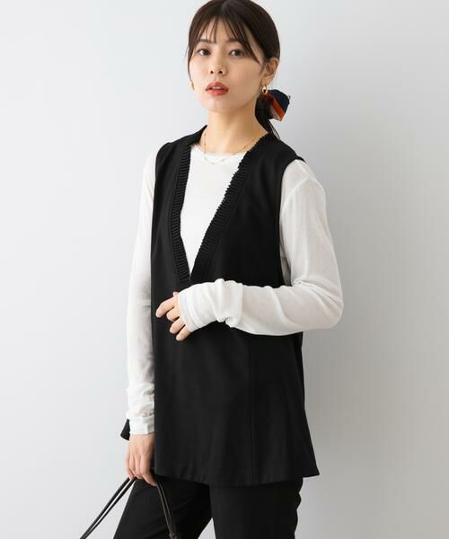 URBAN RESEARCH ROSSO/アーバンリサーチ ロッソ F by ROSSO プリーツデザインジレ ブラック FREE