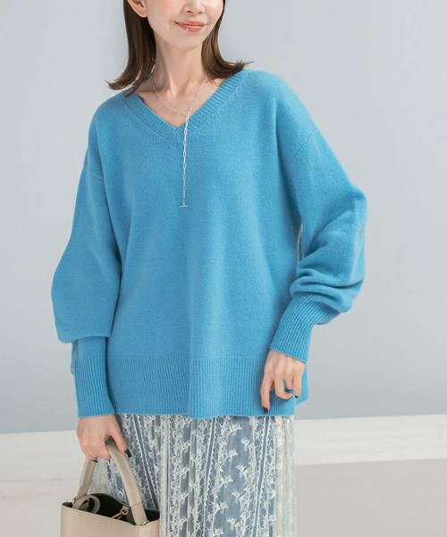 URBAN RESEARCH ROSSO/アーバンリサーチ ロッソ ウールカシミヤVネックニットプルオーバー ブルー FREE