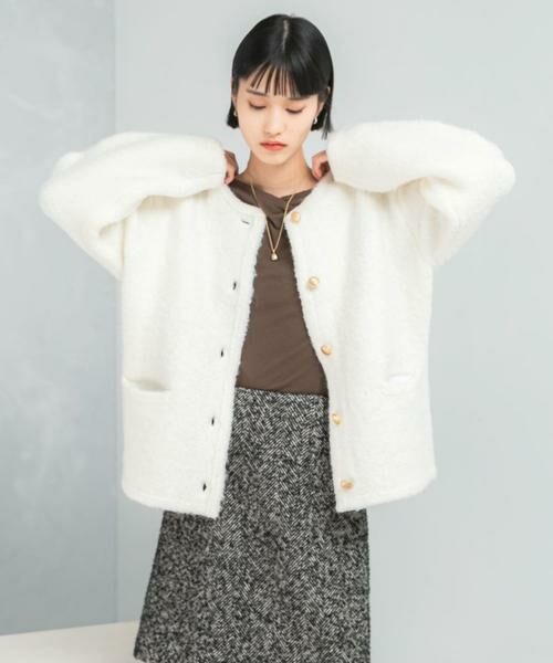 URBAN RESEARCH ROSSO / アーバンリサーチ ロッソ その他アウター | 『WEB/一部店舗限定』ウール混ブークレニットジャケット | 詳細16