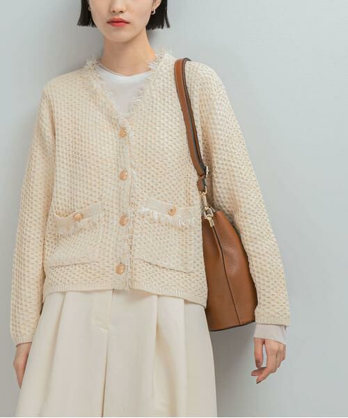 URBAN RESEARCH ROSSO / アーバンリサーチ ロッソ カーディガン・ボレロ | ツイードVネックカーディガン | 詳細1