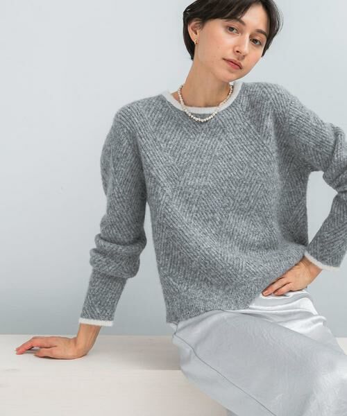 URBAN RESEARCH ROSSO/アーバンリサーチ ロッソ ダイヤ柄編ラメミックスニット シルバー FREE