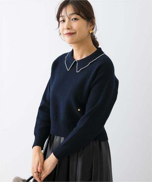 URBAN RESEARCH ROSSO / アーバンリサーチ ロッソ ニット・セーター | F by ROSSO　コットンカシミヤ衿パールニット | 詳細1