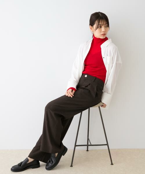 URBAN RESEARCH ROSSO/アーバンリサーチ ロッソ F by ROSSO ハート刺繍タックワイドパンツ ブラウン 38 URBAN RESEARCH ROSSO/アーバンリサーチ ロッソ F by ROSSO ハート刺繍タックワイドパンツ ブラウン 38